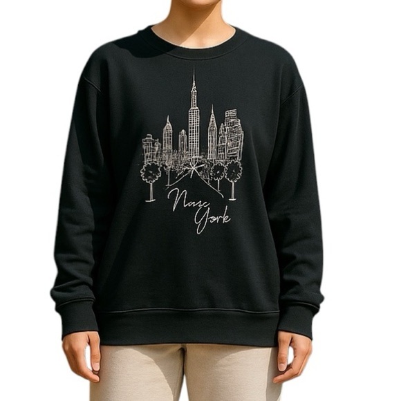 Jane & Delancey New York Graphic Sweatshirt Black - Picture 1 of 10